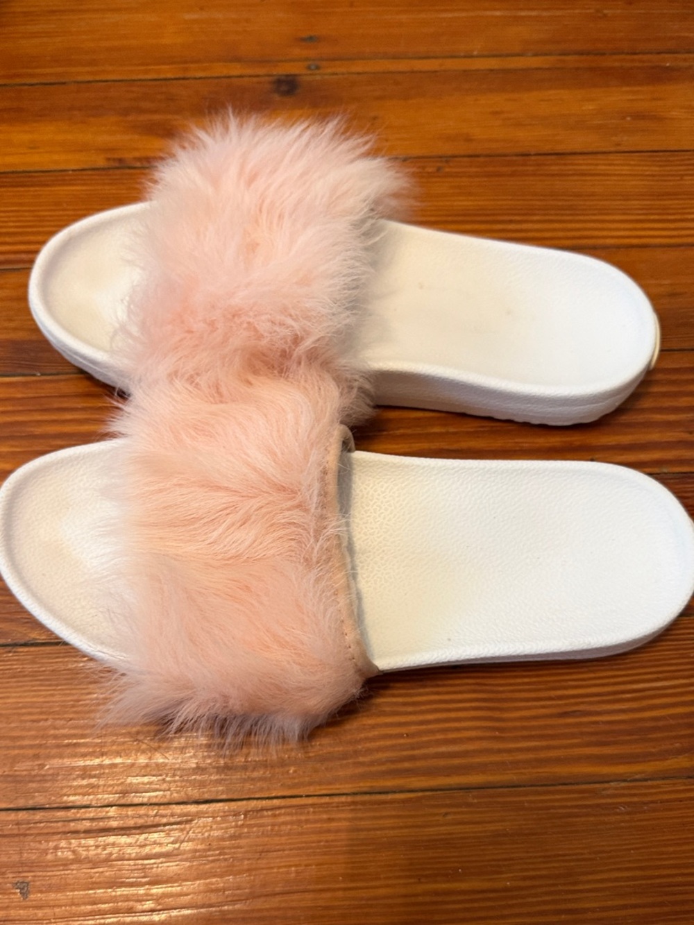 UGG Pink Fur Slide Sandals with Rubber Footbed size 38.5